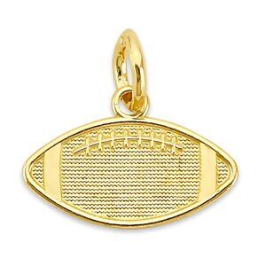 Solid 10k Gold Football Charm - Dainty Textured Sports Jewelry